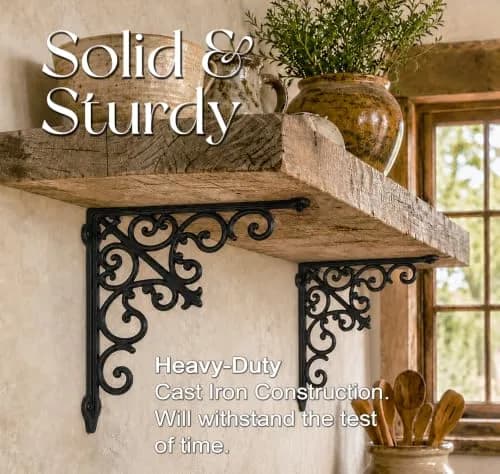 NACH Decorative Shelf Brackets 2 Pack of 10.6 x 2 x 10.6 inch | Victorian Style Heavy Duty Cast Iron thumbnail 5