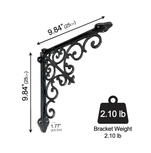NACH Decorative Shelf Brackets 2 Pack of 10.6 x 2 x 10.6 inch | Victorian Style Heavy Duty Cast Iron thumbnail 9