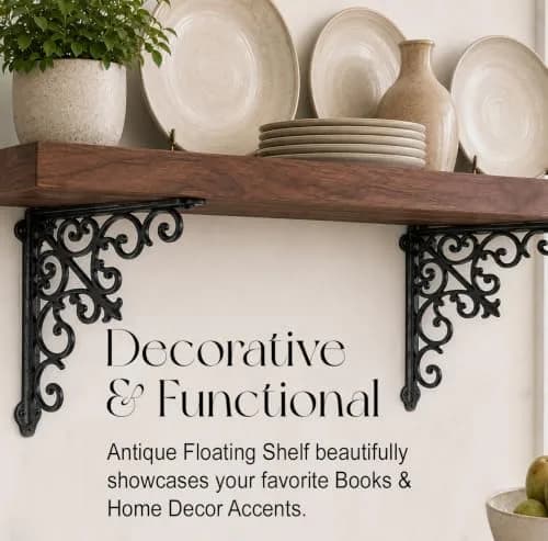 NACH Decorative Shelf Brackets 2 Pack of 10.6 x 2 x 10.6 inch | Victorian Style Heavy Duty Cast Iron thumbnail 3