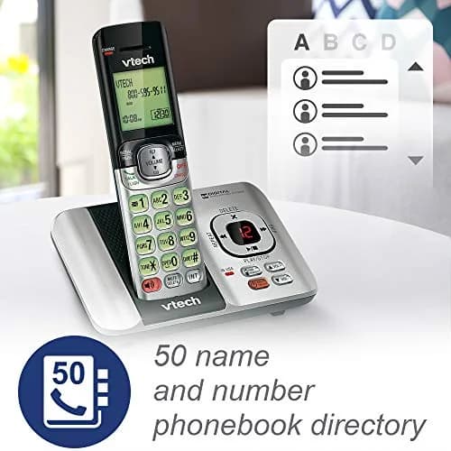 VTech CS6529 1-Handset Cordless Phone with Answering Machine | DECT 6.0, Caller ID, Silver/Black thumbnail 5