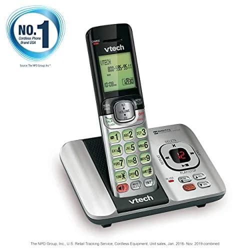 VTech CS6529 1-Handset Cordless Phone with Answering Machine | DECT 6.0, Caller ID, Silver/Black thumbnail 7