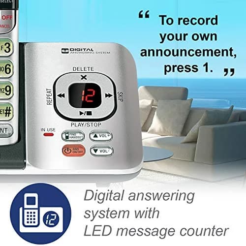 VTech CS6529 1-Handset Cordless Phone with Answering Machine | DECT 6.0, Caller ID, Silver/Black thumbnail 2