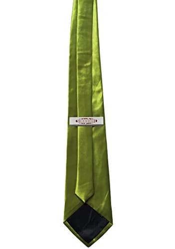 Soophen Solid Satin Necktie Olive 14.5cm (5.75in) | Formal Business Wedding Accessory thumbnail 2