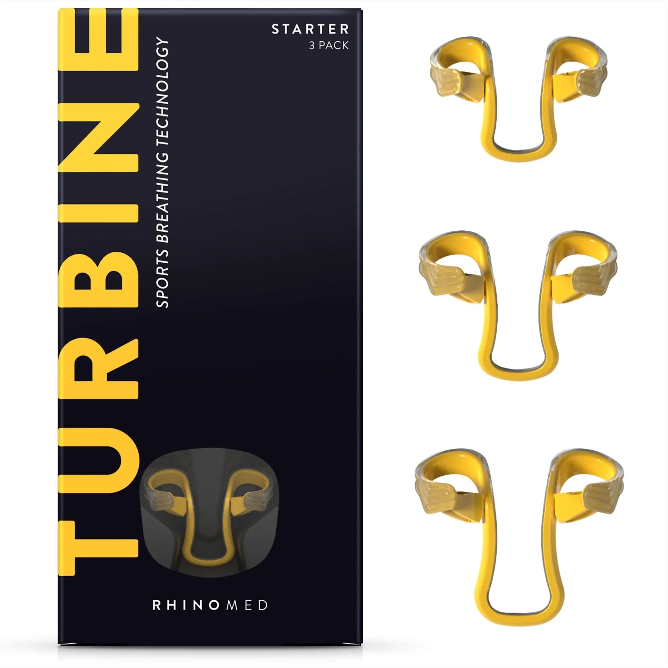 Rhinomed Turbine Sport Nasal Dilators Starter Pack (3 Sizes) | 38% More Airflow for Athletes — Starter