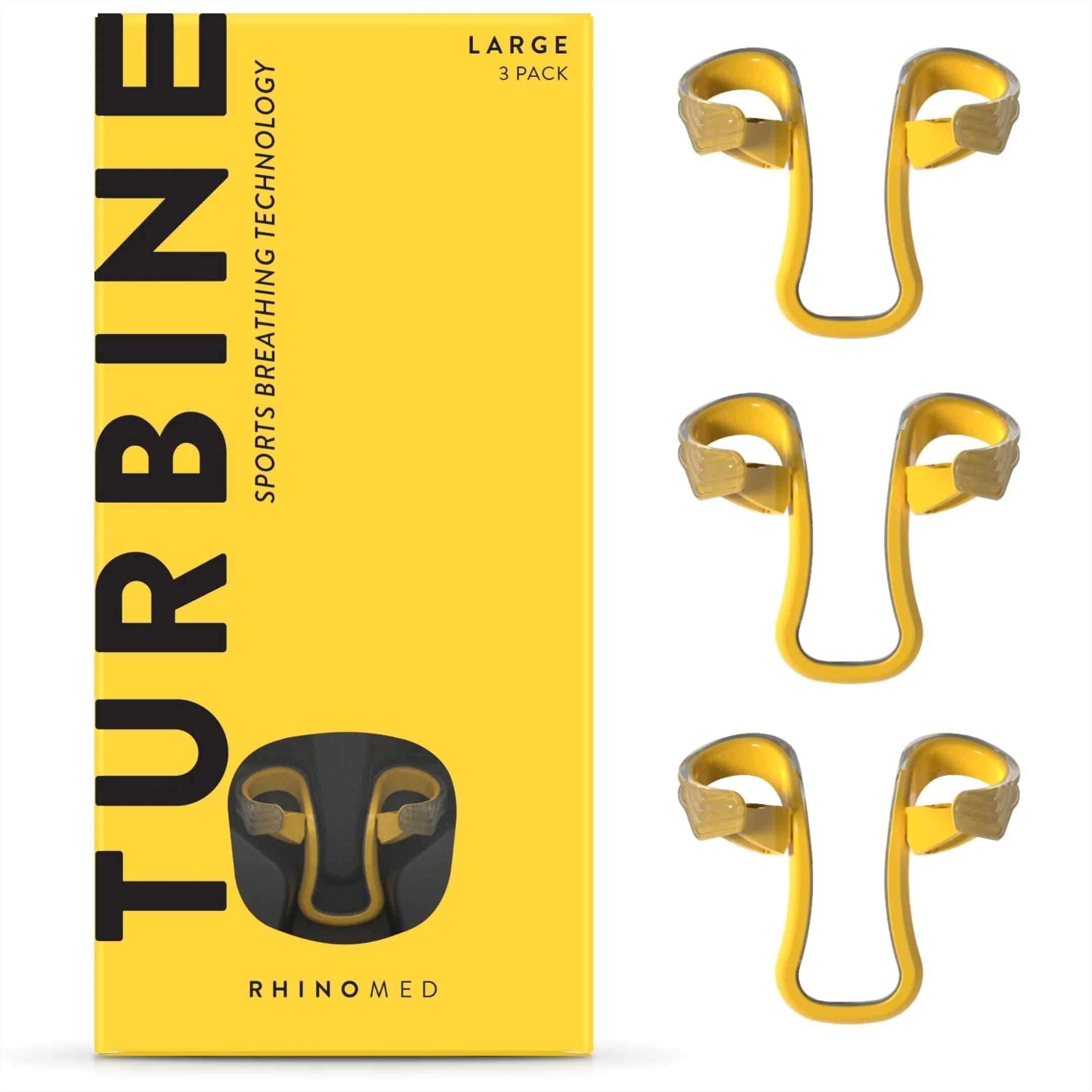 Rhinomed Turbine Sport Nasal Dilators Starter Pack (3 Sizes) | 38% More Airflow for Athletes — Large