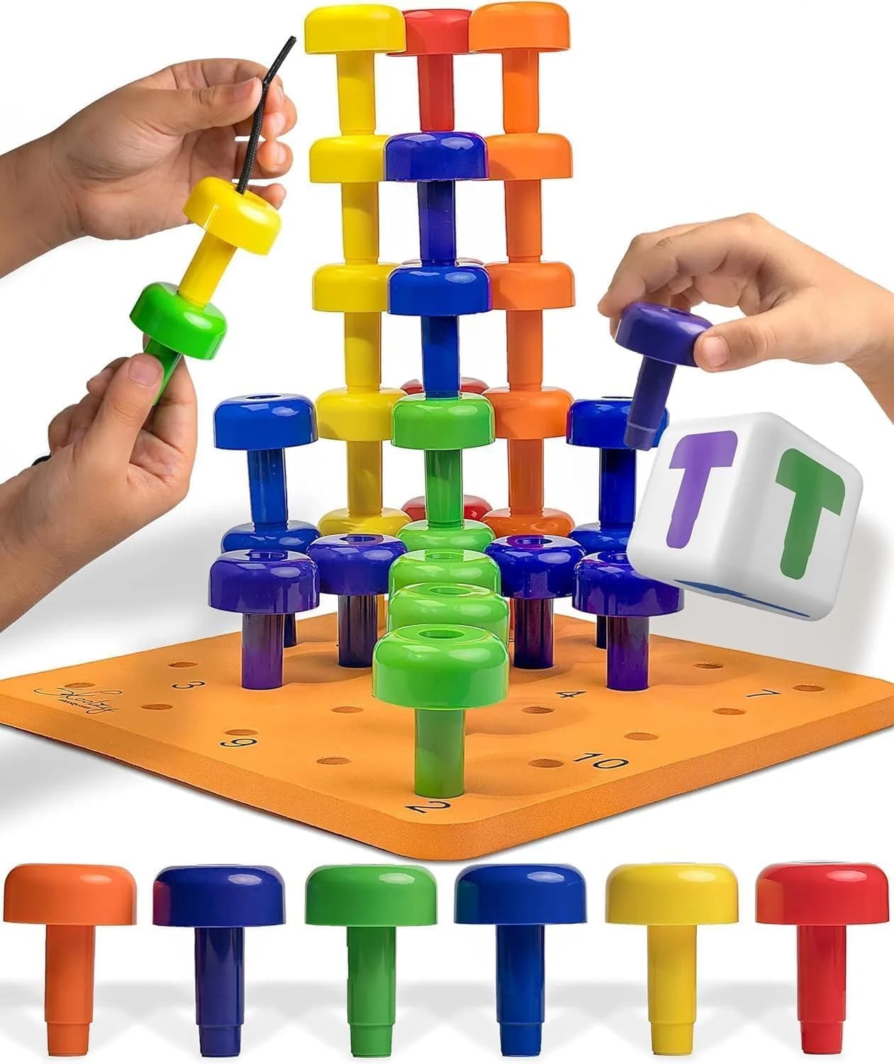Skoolzy Peg Board Set Montessori Toys for 2 Year Old 33 Pc Peg Board with 30 Pegs & Storage Bag | ASTM-Tested Educational Toy — Pegboard Set - 33pcs