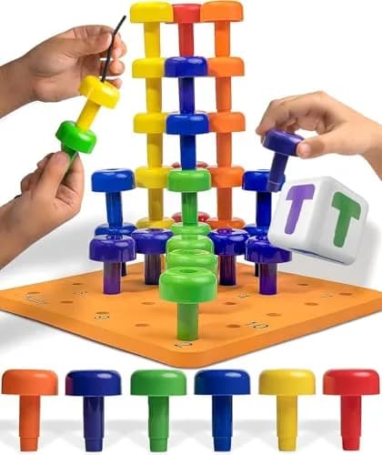 Skoolzy Peg Board Set Montessori Toys for 2 Year Old 33 Pc Peg Board with 30 Pegs & Storage Bag | ASTM-Tested Educational Toy thumbnail 1