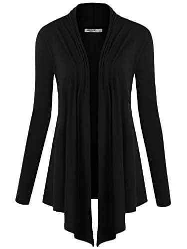 Lock and Love Women's Draped Open Front Cardigan XXL | Lightweight Long Sleeve Asymmetrical Hem thumbnail 1