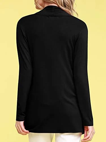 Lock and Love Women's Draped Open Front Cardigan XXL | Lightweight Long Sleeve Asymmetrical Hem thumbnail 4