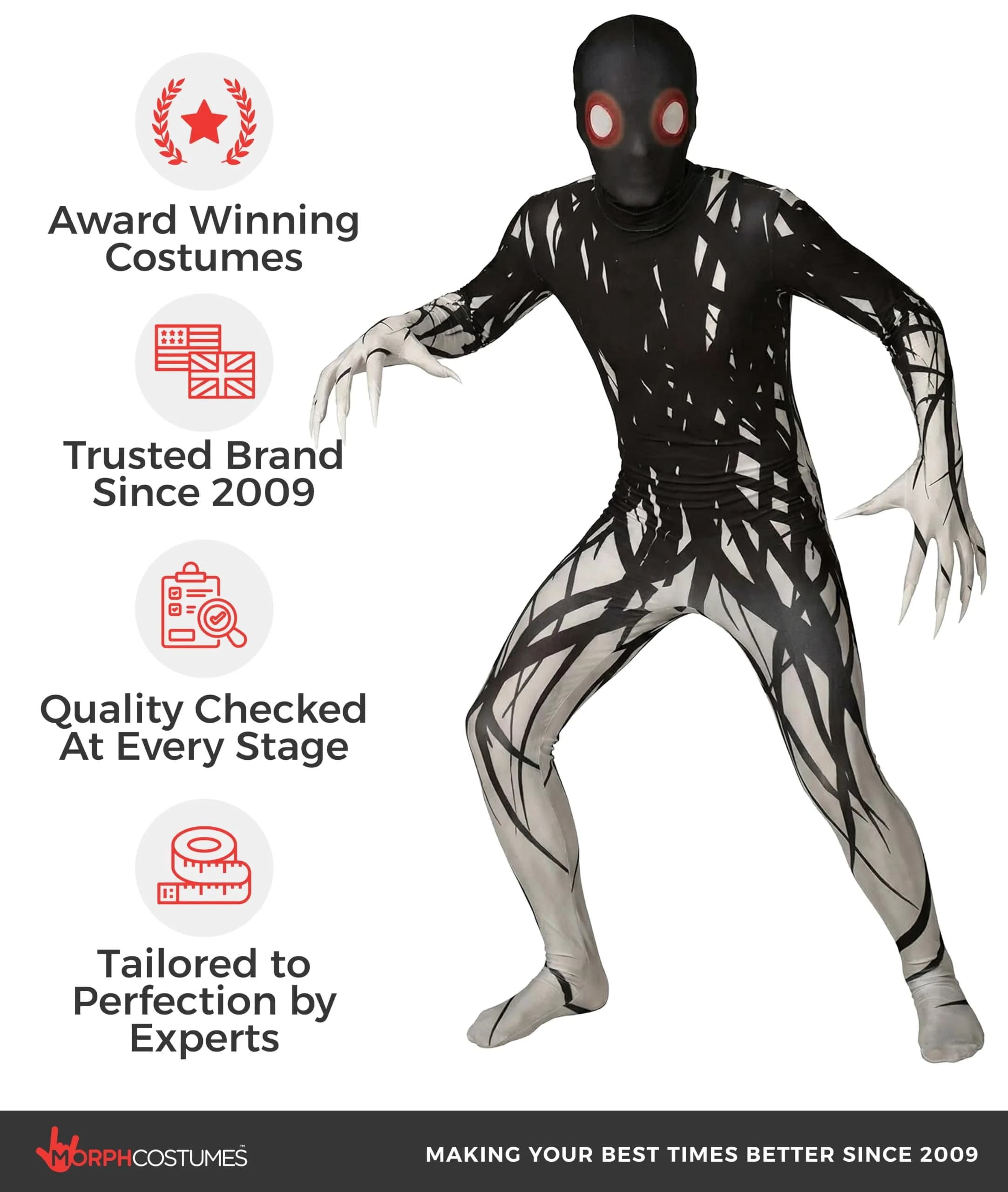 Morphsuits Zalgo Kids Halloween Costume - Medium (10-12 Years) | Full Body Spandex Suit with Hood - view 5
