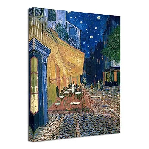 Wieco Art Cafe Terrace at Night Modern Canvas Wall Art 16"L x 12"W | Van Gogh Reproduction thumbnail 1