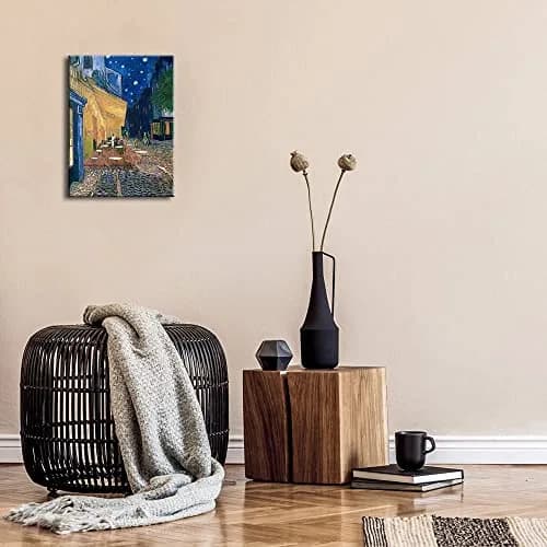 Wieco Art Cafe Terrace at Night Modern Canvas Wall Art 16"L x 12"W | Van Gogh Reproduction thumbnail 6