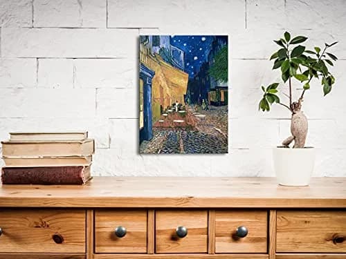 Wieco Art Cafe Terrace at Night Modern Canvas Wall Art 16"L x 12"W | Van Gogh Reproduction thumbnail 2
