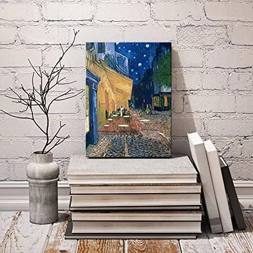 Wieco Art Cafe Terrace at Night Modern Canvas Wall Art 16"L x 12"W | Van Gogh Reproduction thumbnail 3