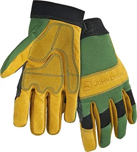 John Deere Leather Gloves Large LP42399 | Heavy-Duty Grain Cowhide Leather Work Gloves thumbnail 1