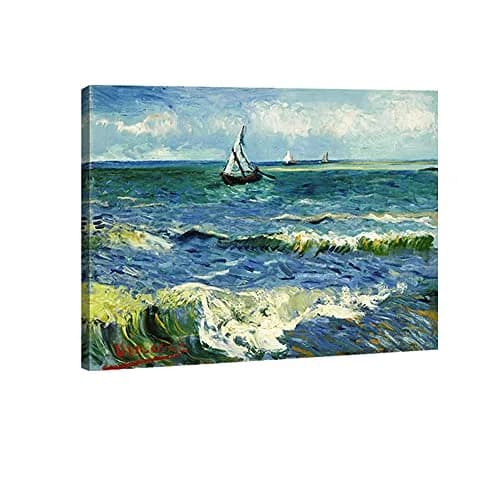 Wieco Art Canvas Prints Wall Art Seascape at Saintes Maries | Ocean Sea Pictures for Bedroom & Home thumbnail 1