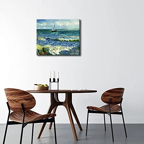 Wieco Art Seascape at Saintes Maries by Vincent Van Gogh Oil Canvas Wall Art 24"L x 20"W | Modern Sea Painting thumbnail 4