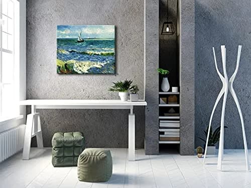 Wieco Art Seascape at Saintes Maries by Vincent Van Gogh Oil Canvas Wall Art 24"L x 20"W | Modern Sea Painting thumbnail 2