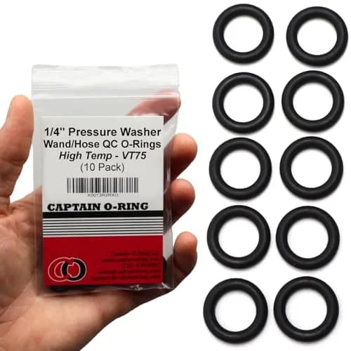 Captain O-Ring Power Pressure Washer O-Rings for 1/4" Quick Coupler, High Temp Viton FKM (10 Pack) | Chemical-Resistant Seal (100-120 chars) thumbnail 1