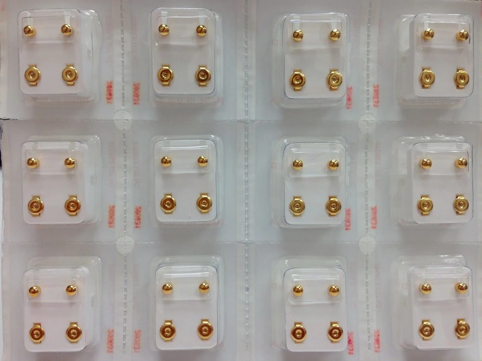Caflon Gold Plated Surgical Steel Ball Earrings Studs 4mm | 12 Pair Pack - view 2