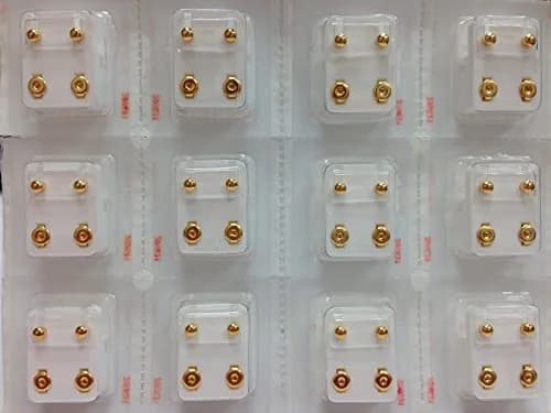 Caflon Gold Plated Surgical Steel Ball Earrings Studs 4mm | 12 Pair Pack thumbnail 2