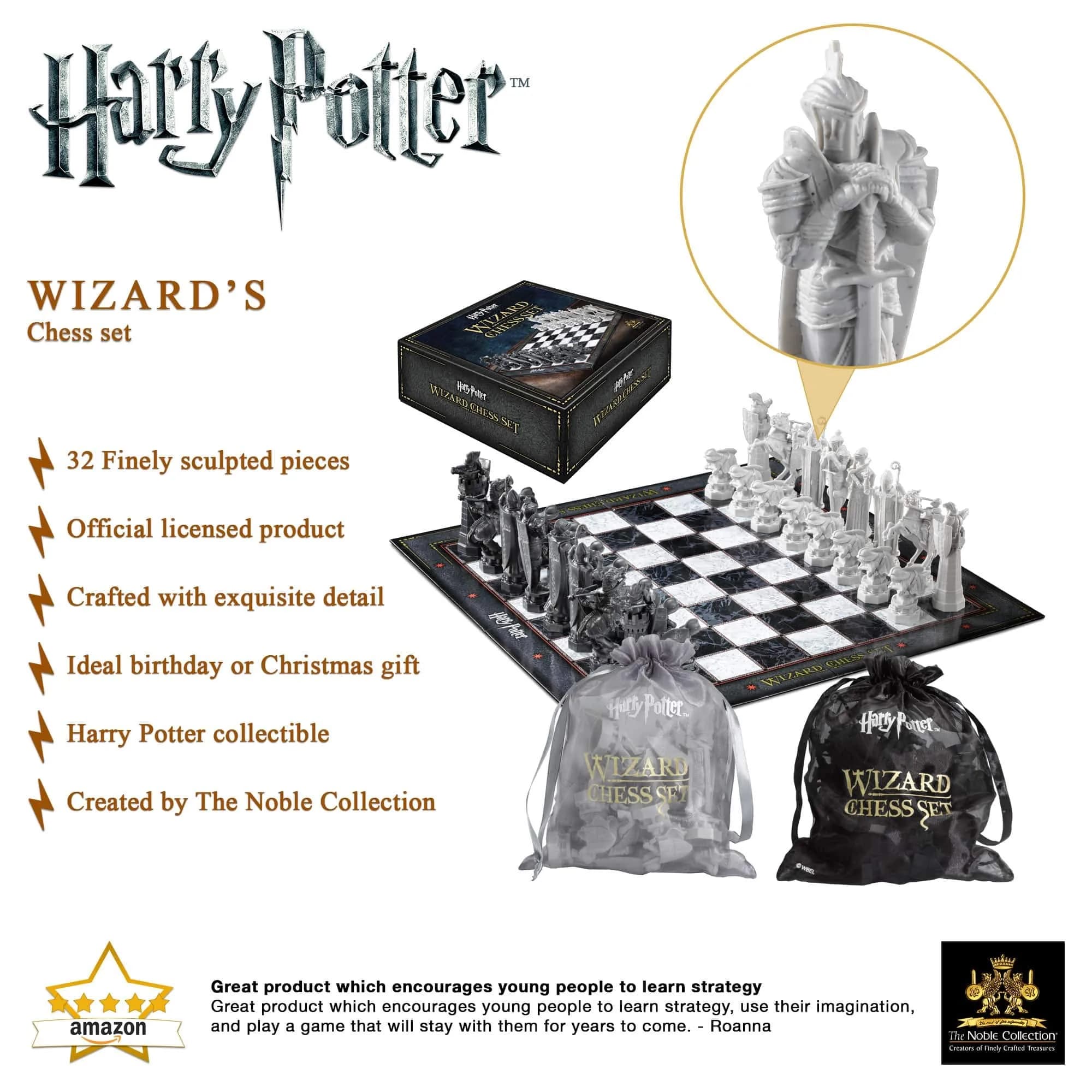 The Noble Collection Harry Potter Wizard Chess Set | 32 Pieces & Board | Ages 7+ - view 3