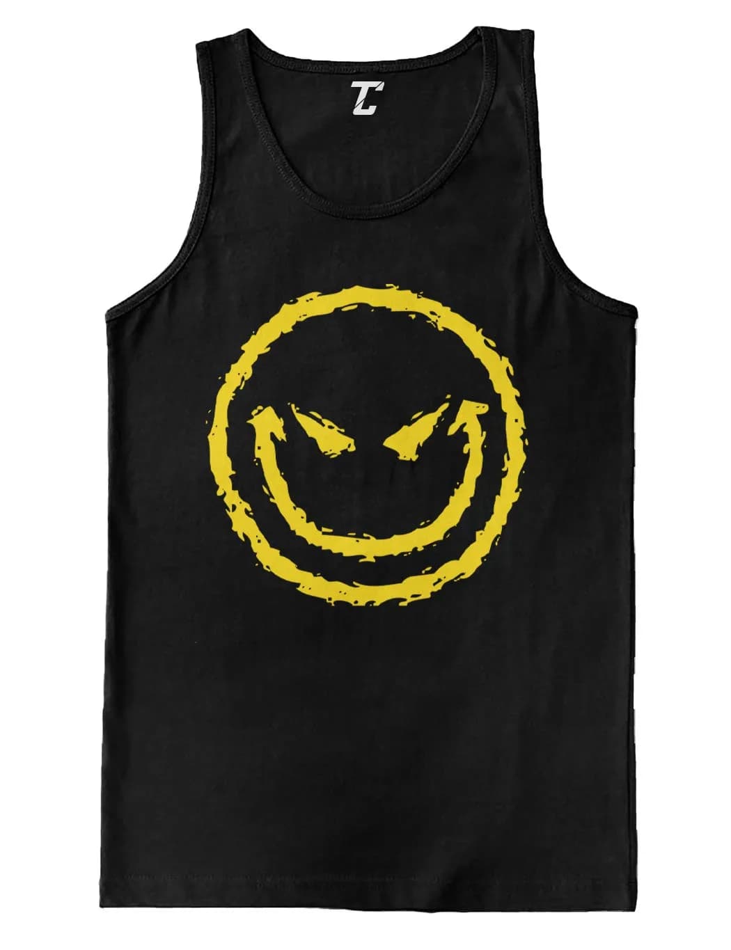 Tcombo Evil Smile - Funny Badass Emoticon Men's Tank Top (Black, X-Large) | Comfortable Cotton Athletic Fit