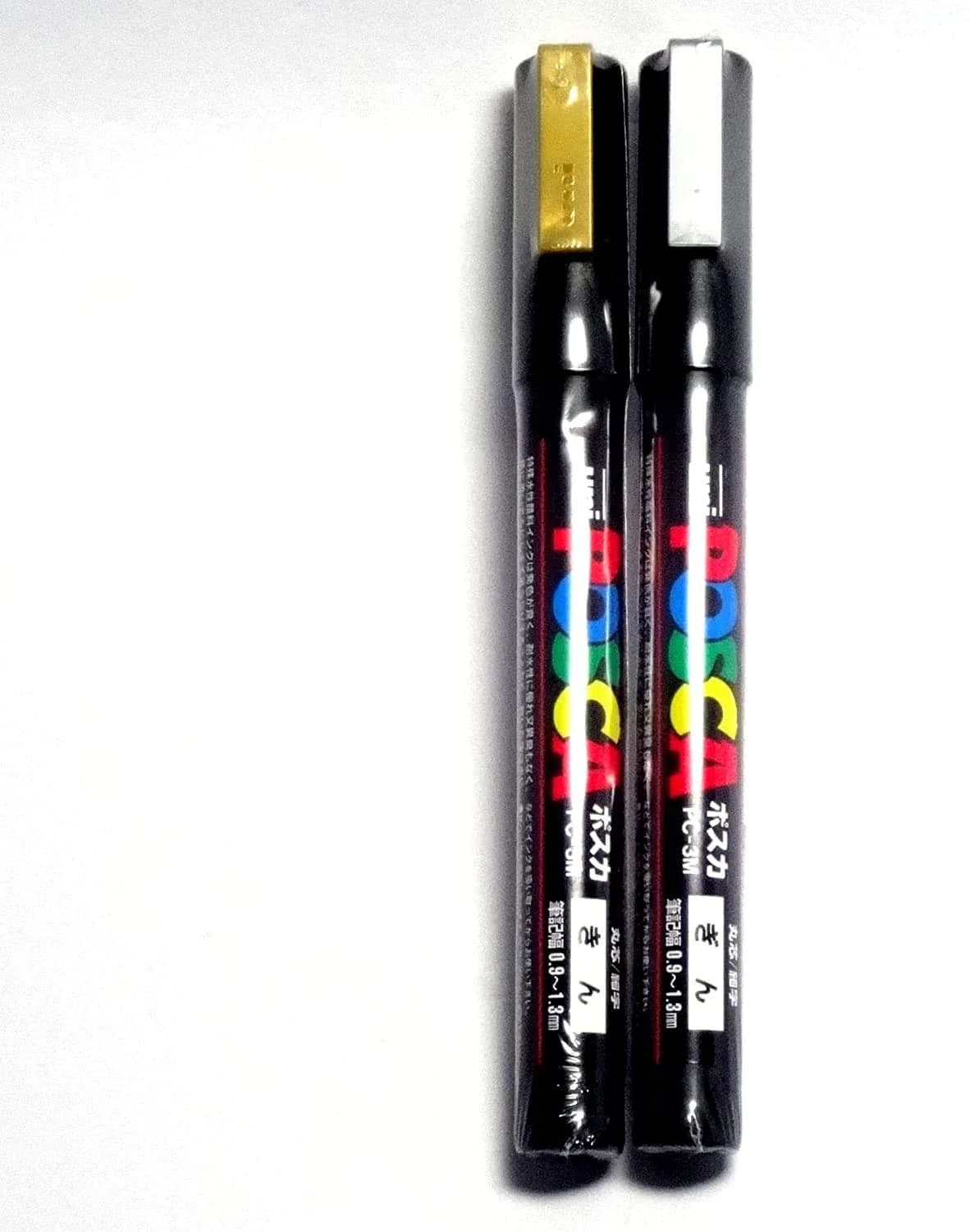 Uni-Ball Posca Paint Marker PC-3M Gold & Silver | 2 Pens Pack | Water-Based Acrylic for Art & Craft — Gold, Silver
