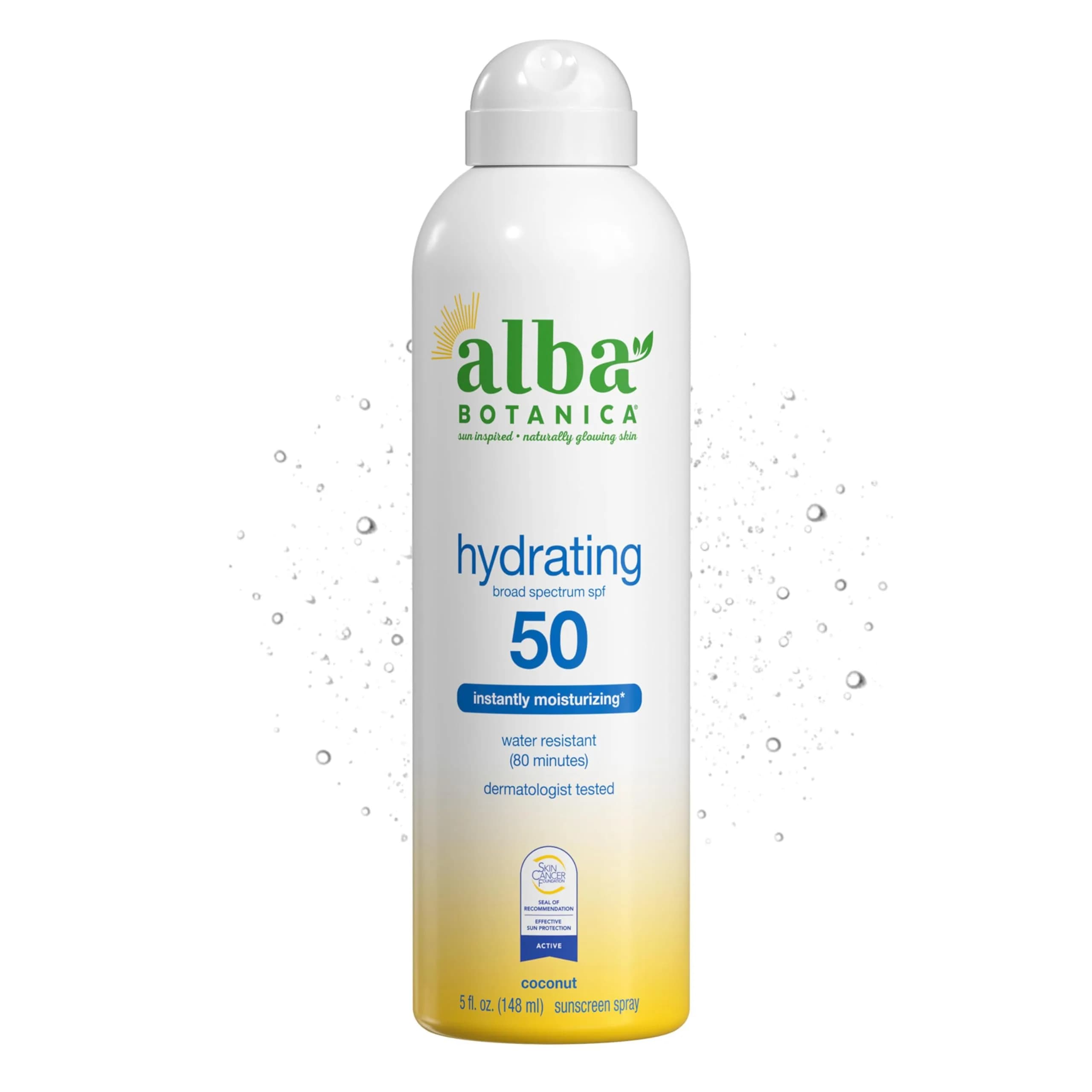 Alba Botanica Hydrating Sunscreen Spray SPF 50 Broad Spectrum Protection 156g (5.5 Fl Oz) | Instantly Moisturizing Water Resistant