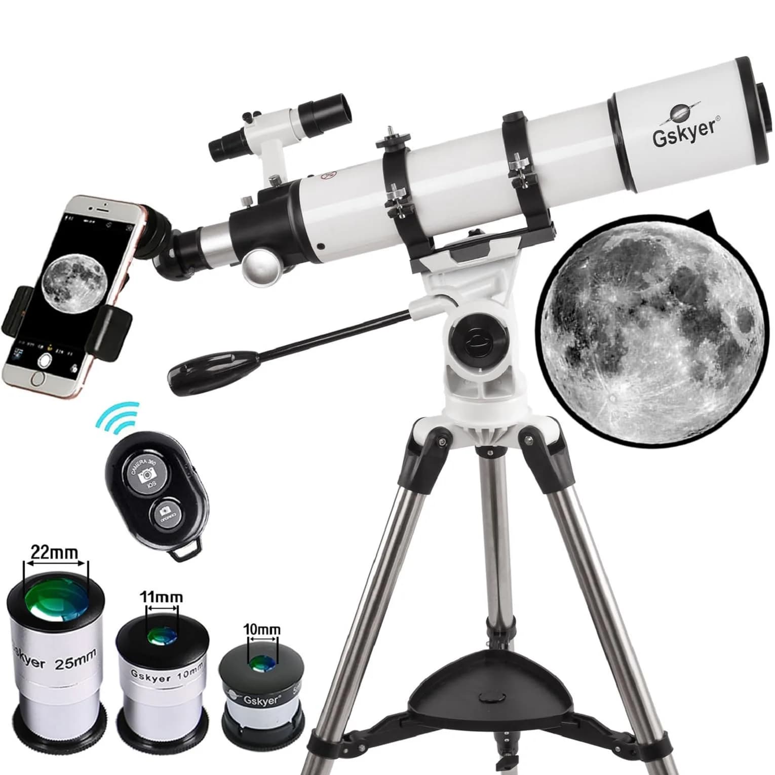 Gskyer 90mm Astronomical Refractor Telescope | High Power 600x90mm for Celestial & Terrestrial Viewing