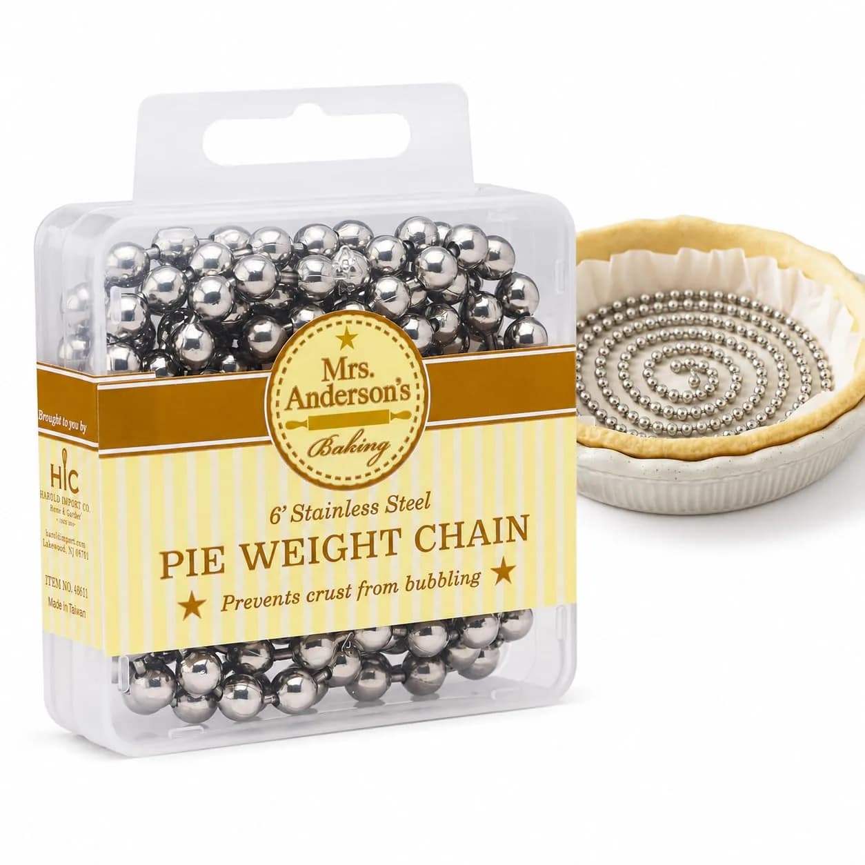 Mrs. Anderson's Baking Pie Weights Chain 1.83 m (6-Ft) | Prevents Crust Shrinking, Puffing, Bubbling - main product image