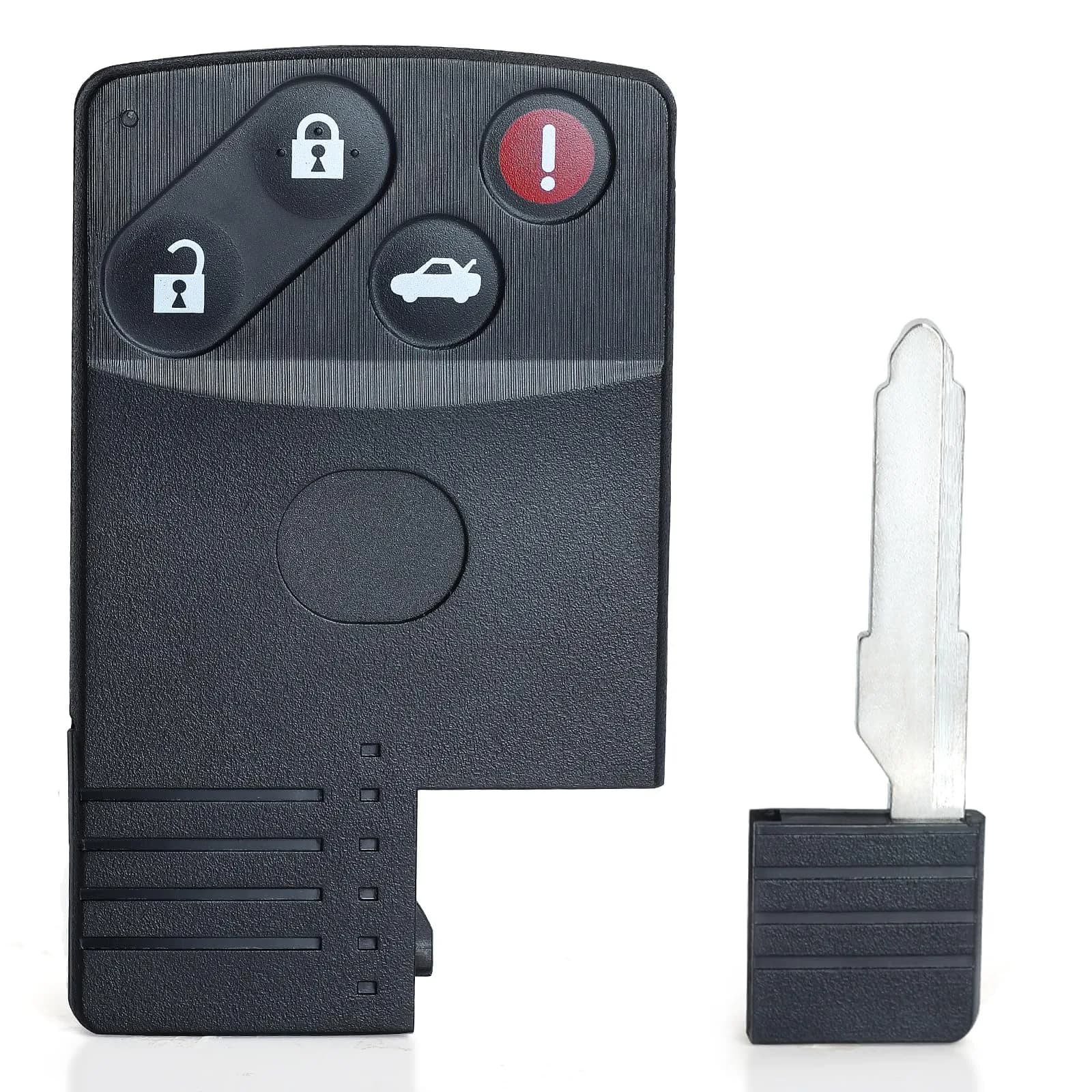 Keyecu Smart Card Remote Key Shell Case for Mazda 5 6 CX-7 CX-9 RX8 Miata 3+1 Button | Durable Plastic Cover for Mazda Key — Black