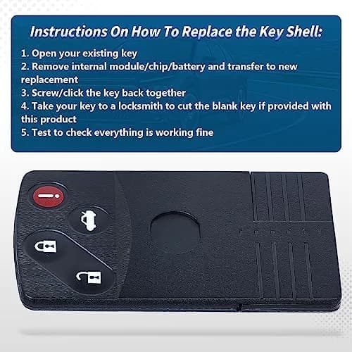 Keyecu Smart Card Remote Key Shell Case for Mazda 5 6 CX-7 CX-9 RX8 Miata 3+1 Button | Durable Plastic Cover for Mazda Key thumbnail 4