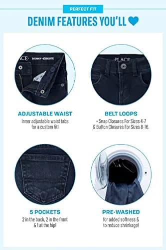 The Children's Place Baby Boys' Straight Jeans 4T | Classic Liberty Blue Cotton thumbnail 5