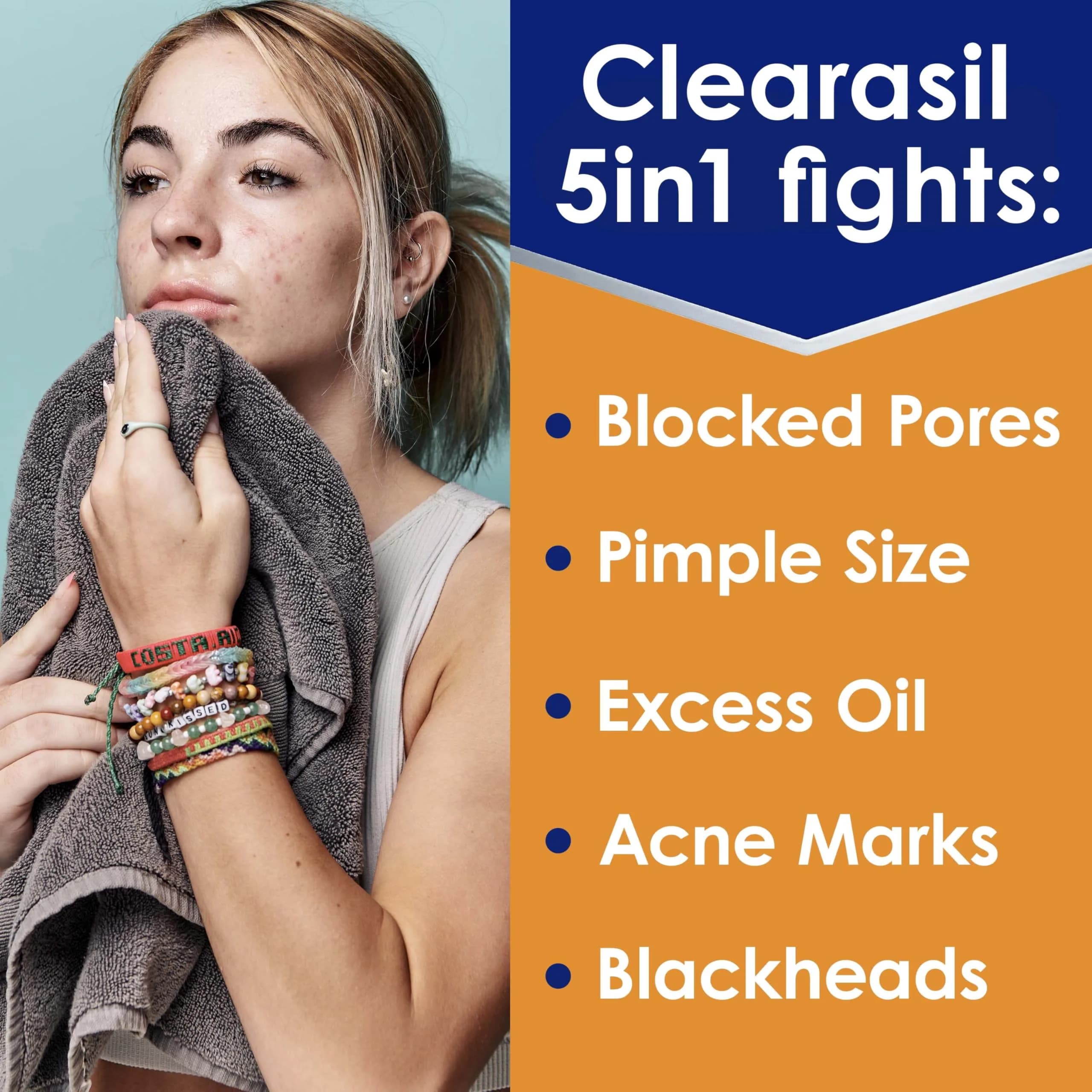 Clearasil Stubborn Acne Control 5in1 Daily Facial Cleansing Pads with Salicylic Acid 90 Count - view 2