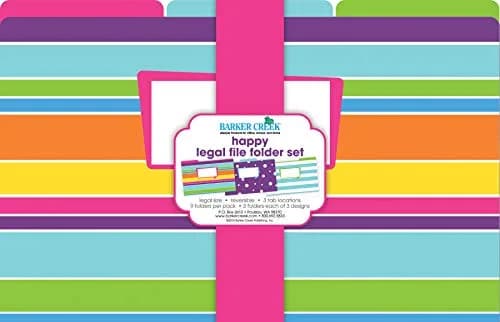 BARKER CREEK Happy Legal File Folders Set of 9 | Reversible Bright Color & Solid Design (14.88 x 9.5 inches) thumbnail 6