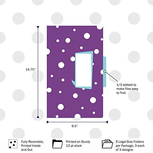 BARKER CREEK Happy Legal File Folders Set of 9 | Reversible Bright Color & Solid Design (14.88 x 9.5 inches) thumbnail 2