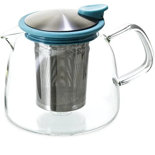 FORLIFE Bell Glass Teapot with Basket Infuser 24 oz./730 mL Turquoise | Elegant Borosilicate Design thumbnail 2