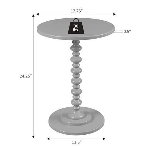 Convenience Concepts Palm Beach Spindle Table 17.75" Black | Classic Round End Table for Living Room thumbnail 7