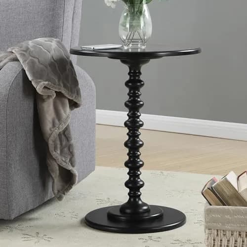 Convenience Concepts Palm Beach Spindle Table 17.75" Black | Classic Round End Table for Living Room thumbnail 2