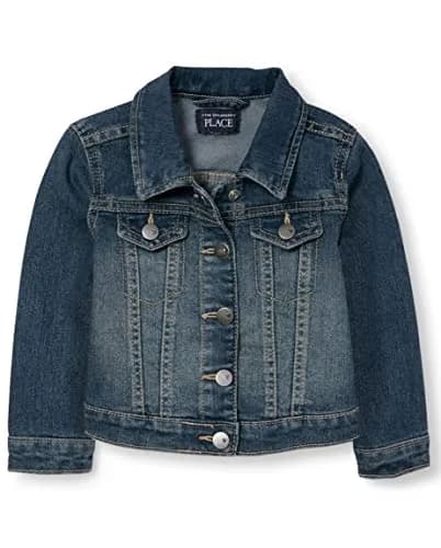 The Children's Place Baby Girls Denim Jacket 5T | Classic Blue, Long Sleeve, Snap Closures thumbnail 1