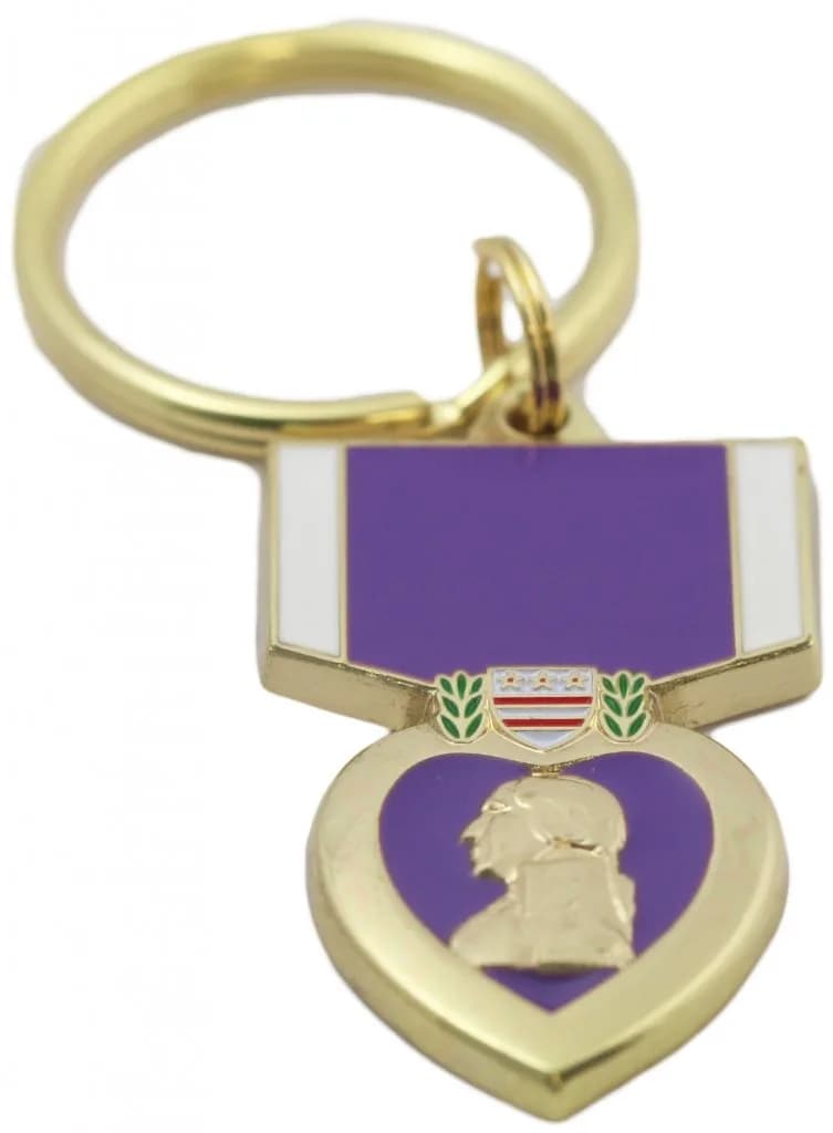 FQQF Purple Heart Key Chain Military Key Rings Collectibles Gifts Men Women Veterans, Multicoloured, 1-5/8" by 1" | Distinctive Design, Unconventional Material