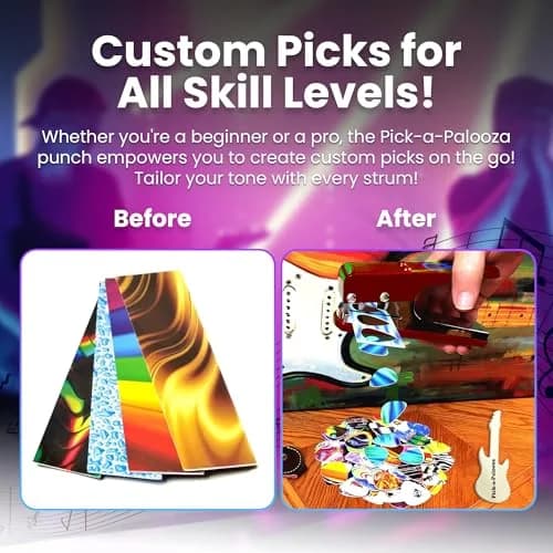 Pick-A-Palooza DIY Guitar Pick Punch Gift Pack with Pick Punch Tool - Red | Create Custom Guitar Picks at Home thumbnail 6
