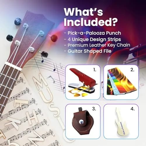 Pick-A-Palooza DIY Guitar Pick Punch Gift Pack with Pick Punch Tool - Red | Create Custom Guitar Picks at Home thumbnail 7