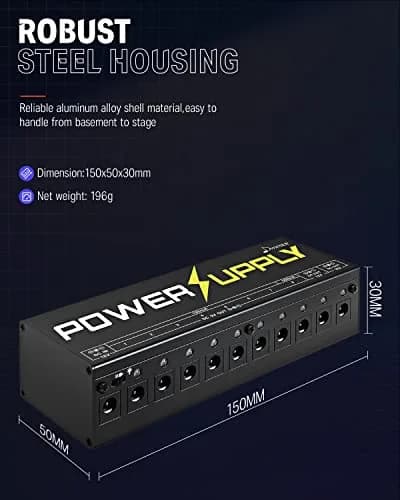 Donner DP-1 Guitar Power Supply 10 Isolated DC Outputs for 9V/12V/18V Effect Pedals | Powers 10 Pedals with Short-Circuit Protection thumbnail 6