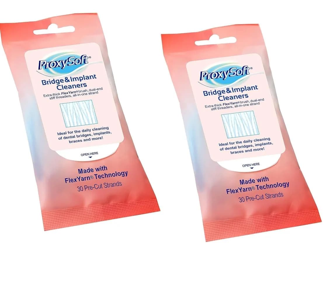 Proxysoft Dental Floss for Bridges and Implants 2 Packs (60 Strands Total) | Dentist-Recommended for Optimal Oral Hygiene — String
