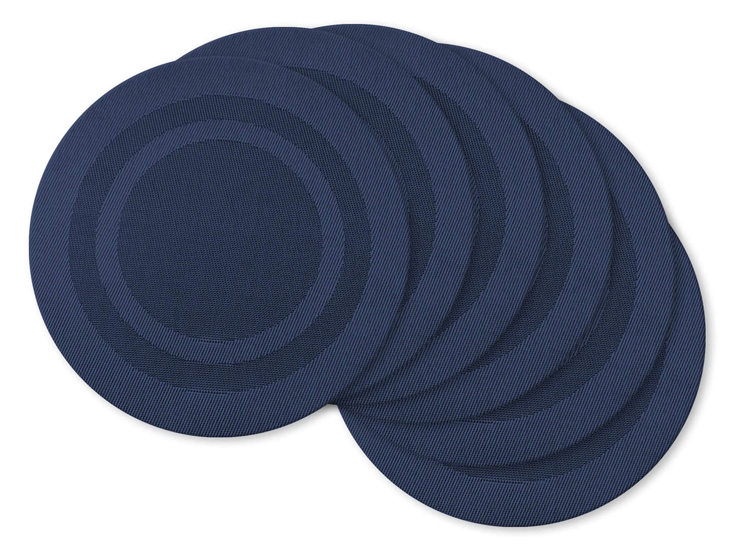 DII Nautical Blue Vinyl Round Placemat Set 34.9 cm (13.75") Diameter, 6 Piece | Easy-Clean & Durable for Everyday Dining — Nautical Blue