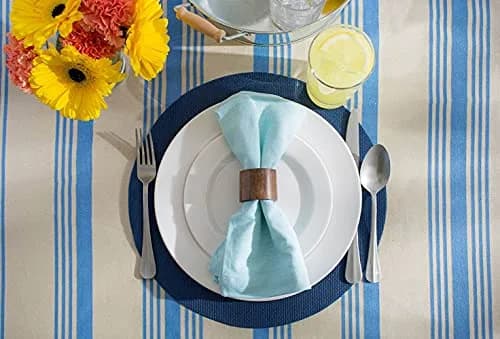 DII Nautical Blue Vinyl Round Placemat Set 34.9 cm (13.75") Diameter, 6 Piece | Easy-Clean & Durable for Everyday Dining thumbnail 5