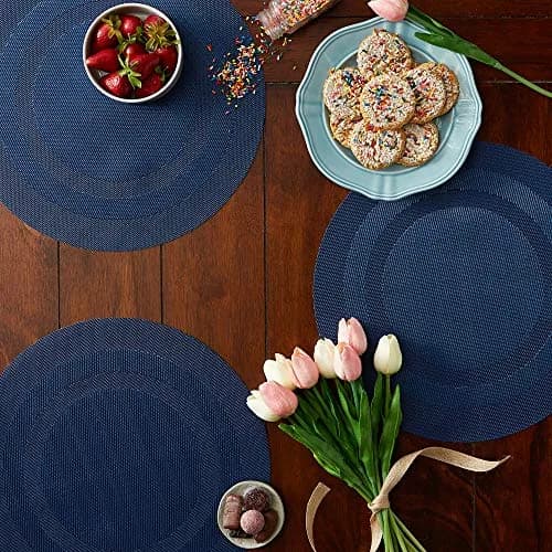 DII Nautical Blue Vinyl Round Placemat Set 34.9 cm (13.75") Diameter, 6 Piece | Easy-Clean & Durable for Everyday Dining thumbnail 2