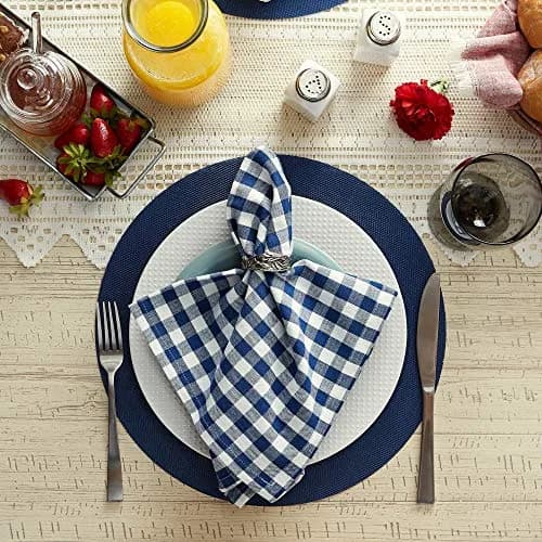 DII Nautical Blue Vinyl Round Placemat Set 34.9 cm (13.75") Diameter, 6 Piece | Easy-Clean & Durable for Everyday Dining thumbnail 3